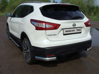 Защита задняя овальные уголки 75х42 мм ТСС для Nissan Qashqai 2014-2021