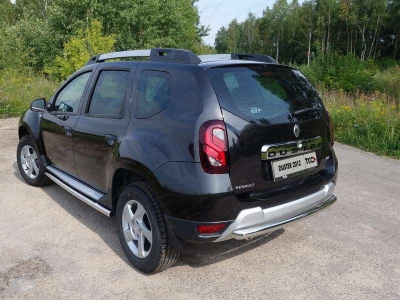 Защита заднего бампера 60 мм ТСС для Renault Duster 2011-2015