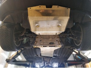Защита картера, КПП (алюминий 4 мм) для BMW X5 2018-н.в. (V - все, КПП - все, в т.ч. M-пакет, не подходит на BMW X5M), BMW X7 2018-н.в. (V - все, КПП - все) (2 части) №34.15ABC