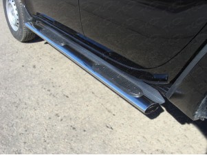 Пороги труба овальная с накладками 120х60 мм для Mitsubishi L200 № MITL20014-05